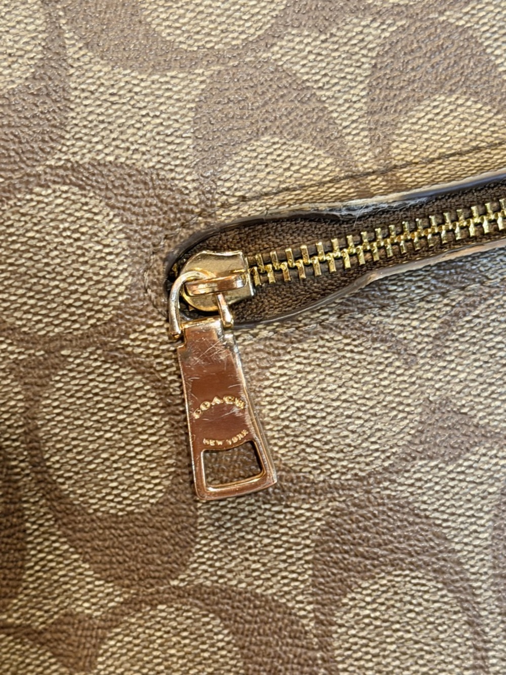 COACH Pennie Shoulder Bag in Signature Canvas Khaki Saddle C2819 - Picture 14 of 16